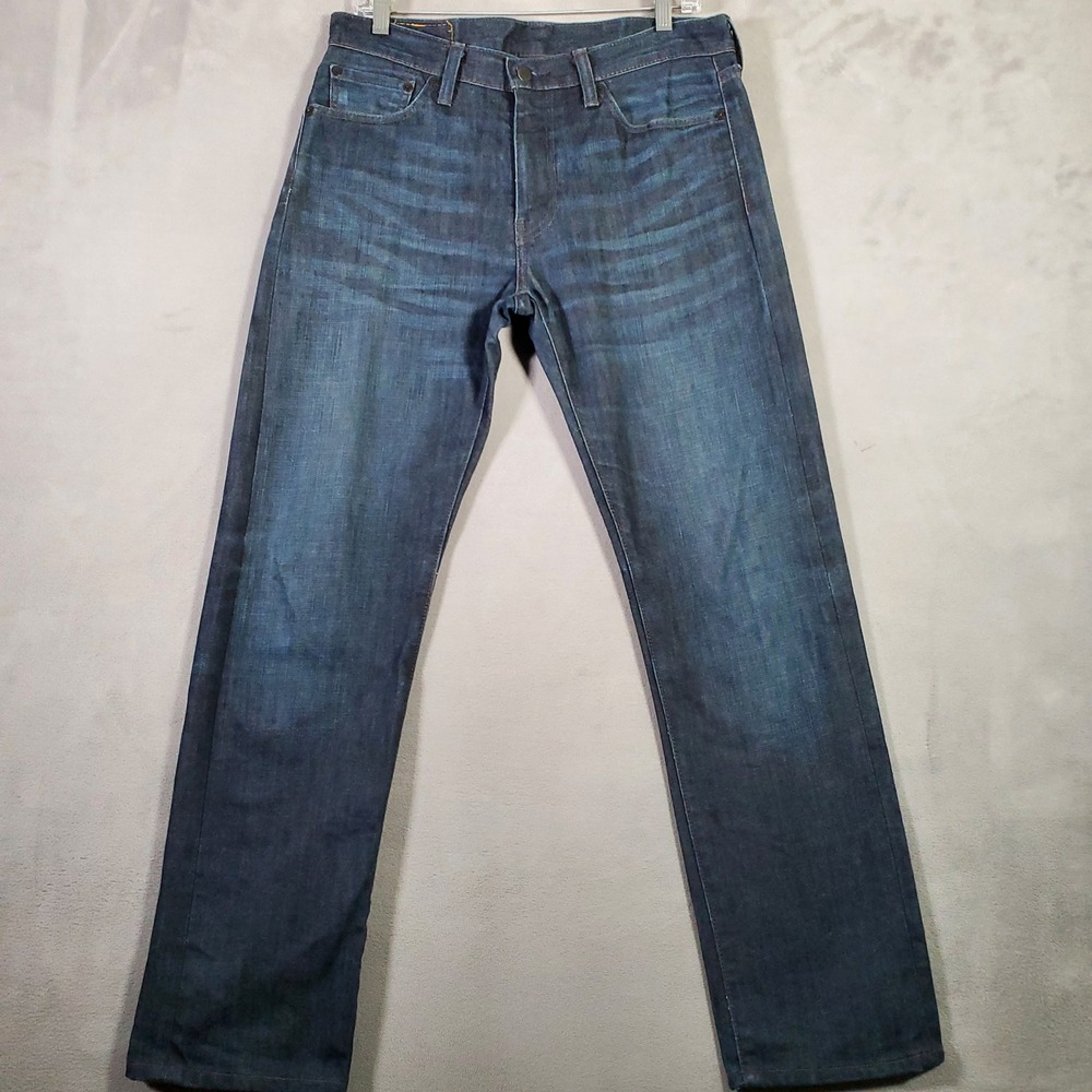 Levi's 513 Slim Straight Jeans Mens 32x29 Dark Wash Blue Denim Americana Classic